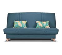 Banquette clic clac BULTEX - Tissu Taupe + Coussins deco jungle - L193 x P95 x H