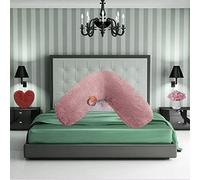 Comfort Collections Housse de coussin orthopédique en forme de V en polaire pour allaitement, grossesse, allaitement, 100 % polyester, housse en V, rose pâle, 30 cm x 78 cm environ
