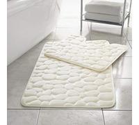 Comfort Collections Lot de 2 tapis de bain antidérapants et doux en mousse à mémoire de forme avec motif galets Couleur : Crème.