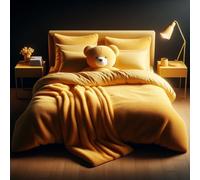 Comfort Collections Parure de lit en polaire super douce et chaude avec housse de couette et taies d'oreiller (ocre, King - environ 230 x 220 cm)