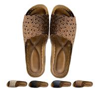 Comfort Orthopedic Wedge Sandals for Women, Hollow Arch Support Dress Sandal, Wide Fit Summer Slides Fashion Flower Beach Sandals (Brown,38)
