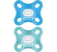 Comfort PacifierSoft & Lightweight Silicone Soothers For Premature And Newborns 0-3 MonthsIncludes Self-Sterilising Travel CaseBlueSet Of 2