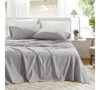 Comfort Spaces 100% Cotton Sheet Set Breathable, Lightweight, Soft with 12" Elastic Pocket Fits up to 14" Mattress, All Season Cozy Bedding, Matching Pillow Case, Twin Grey 3 Piece