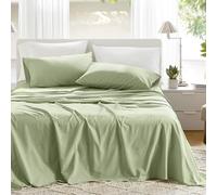 Comfort Spaces 100% Cotton Sheets King, Breathable & Soft Cotton Sheets, Naturally Cool Cotton Bed Sheets with 14" Elastic Pocket Fits up to 16" Mattress, All Seasons Sheet Set, Sage Green 4 Piece
