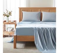 Comfort Spaces Coolmax Lot de 4 draps Super Doux et résistants à la décoloration, 43,2 cm de Profondeur, élastique Tout Autour - Draps rafraîchissants pour Les Sueurs Nocturnes, California King Bleu
