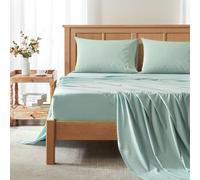 Comfort Spaces Coolmax Parure de lit 4 pièces à évacuation de l'humidité, douce, résistante à la décoloration, avec poche profonde élastique pour matelas jusqu'à 40,6 cm - Draps rafraîchissants par temps chaud pour la transpiration nocturne, lit double, turquoise