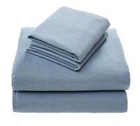 Comfort Spaces Cotton Flannel Breathable Warm Deep Pocket Sheets with Pillow Case Bedding, Full, Blue Solid 4 Piece