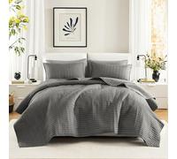 Comfort Spaces Couvre-lit léger pour Toutes Les Saisons, taies Assorties, Polyester, Microfibre, Rembourrage en Polyester, Anthracite, Courtepointe King/très Grand lit californien (264,2 x 228,6 cm)