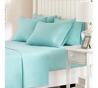 Comfort Spaces CS20-0118 Parure de lit 6 pièces en Microfibre avec Poche Profonde de 35,6 cm, Infroissable, élastique Tout Autour, taies d'oreiller Assorties, Grand lit, Turquoise