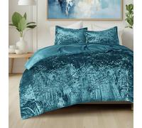 Comfort Spaces Juliette Parure de lit 2 pièces en Velours Luxuriant avec Revers en Microfibre brossée Douce, pour Toutes Les Saisons, taie d'oreiller Assortie, Bleu Sarcelle, lit Simple/lit Simple XL