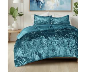 Comfort Spaces Juliette Parure de lit 3 pièces en Velours Luxuriant avec Revers en Microfibre brossée Douce, Confortable pour Toutes Les Saisons, taie d'oreiller Assortie, Bleu Sarcelle pour très