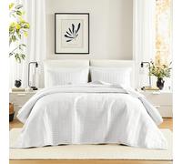 Comfort Spaces Kienna Parure de lit 3 pièces avec Coutures Double Face pour Toutes Saisons, légère, taies Assorties, très Grand lit surdimensionné (304,8 x 299,7 cm), Blanc