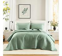 Comfort Spaces Kienna Parure de lit 3 pièces avec Coutures Double Face, Toutes Saisons, légère, taies Assorties, Grand lit surdimensionné (259,1 x 299,7 cm), écume de mer