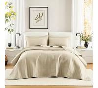 Comfort Spaces Kienna Parure de lit de Luxe avec Coutures Double Face, Toutes Saisons, légère, Couvre-lit, taies Assorties, très Grand lit (304,8 x 299,7 cm), Ivoire 3 pièces