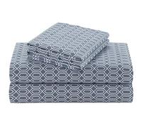 Comfort Spaces Parure de lit 3 pièces 100% Coton Doux Respirant et naturellement Frais avec Poche élastique de 35,6 cm pour Matelas jusqu'à 40,6 cm, pour Toutes Les Saisons, Bleu Diamant