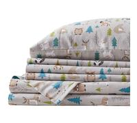 Comfort Spaces Parure de lit 3 pièces en Flanelle de Coton Respirante, Chaude à Poches Profondes avec taie d'oreiller, lit jumeau XL, Animal de la forêt Multicolore