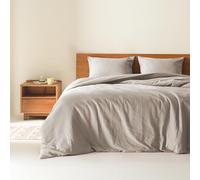 Comfort Spaces Parure de lit 3 pièces en Tricot gaufré Respirant pour Grand lit, Taupe - Couette et taies d'oreiller en Microfibre pour Toutes Les Saisons - Lit Double/Grand lit