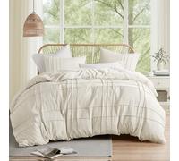 Comfort Spaces Parure de lit 3 pièces plissée à Nervures pour très Grand lit californien, toutes saisons, légère et Extra Douce en Microfibre prélavée, très Grand lit californien