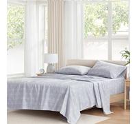 Comfort Spaces Parure de lit 4 pièces 100% Coton pour Grand lit, Respirante, Douce, Convient aux Matelas jusqu'à 40,6 cm, Toutes Saisons, Gris Adelia