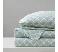 Comfort Spaces Parure de lit 4 pièces Coton Respirant, léger, Doux, Drap-Housse Bonnet élastique 35,6 cm pour Matelas 40,6 cm, taie d’Oreiller, Toutes Saisons, lit Double, Motifs écailles