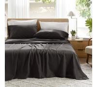 Comfort Spaces Parure de lit 4 pièces Coton Respirant, léger, Doux, Drap-Housse Bonnet élastique 35,6 cm pour Matelas 40,6 cm, taie d’Oreiller, Toutes Saisons, lit Queen Size, Noir