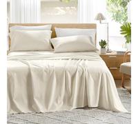 Comfort Spaces Parure de lit 4 pièces Coton Respirant, léger, Doux, Drap-Housse Bonnet élastique 35,6 cm pour Matelas 40,6 cm, taie d’Oreiller, Toutes Saisons, lit Queen Size, Ivoire