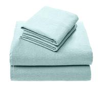 Comfort Spaces Parure de lit 4 pièces en Flanelle de Coton Respirante et Chaude avec taies d'oreiller pour Grand lit, Turquoise uni