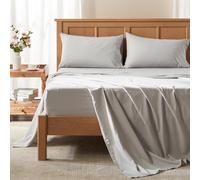 Comfort Spaces Parure de lit 4 pièces rafraîchissantes pour Grand lit, draps Doux et résistants à l'humidité pour Les Nuits Chaudes, Poche Profonde élastique pour Matelas jusqu'à 40,6 cm, Gris