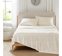 Comfort Spaces Parure de lit 4 pièces rafraîchissantes pour Grand lit, draps Doux et résistants à l'humidité pour Les dormeurs Chauds, Poche Profonde élastique pour Matelas jusqu'à 40,6 cm, crème