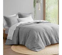 Comfort Spaces Parure de lit 7 pièces Style bohème pour Grand lit avec Couette, draps, taies d'oreiller et Couvre-oreillers, Style Rustique avec Couette, draps et taies d'oreiller, Grand lit, Gris