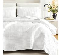 Comfort Spaces Parure de lit légère pour Toutes Les Saisons, Couvre-lit, taies Assorties, Polyester, Blanc, Couette King Size/très Grand lit californien (264,2 x 228,6 cm)
