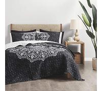 Comfort Spaces Toutes Saisons, léger, Couvre-lit, taies Assorties, Microfibre, Noir, lit Double/Grand lit (228,6 x 228,6 cm)