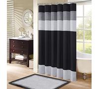 Comfort Spaces Windsor - Rideaux de Douche à Volants en Microfibre à Motif Moderne et élégant pour Salle de Bain, 183 x 183 cm, Noir