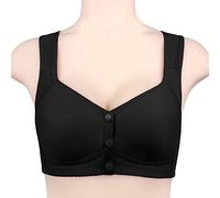 Comfortable & Convenient Front Button Bra, 2023 Front Button Breathable Skin-Friendly Cotton Bra (Black,50/115)