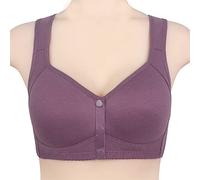 Comfortable & Convenient Front Button Bra, 2023 Front Button Breathable Skin-Friendly Cotton Bra (Purple,36/80)