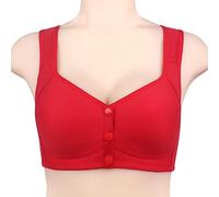 Comfortable & Convenient Front Button Bra, 2023 Front Button Breathable Skin-Friendly Cotton Bra (Red,48/110)
