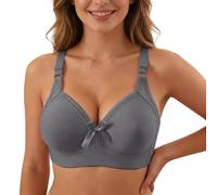 Comfortable Full Coverage Underwired Bra Wide Support Band Triple Back Closure, Black, 20(Gray,14)