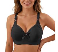 Comfortable Full Coverage Underwired Bra Wide Support Band Triple Back Closure, Gray, 20(Black,10)