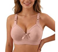 Comfortable Full Coverage Underwired Bra Wide Support Band Triple Back Closure, Green, 10(Pink,14)