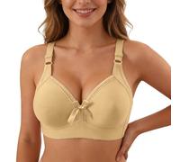 Comfortable Full Coverage Underwired Bra Wide Support Band Triple Back Closure, Green, 16(Beige,10)