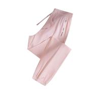 Comfortable Pants for Women Casual, Ultra Stretch Ice Silk Pull-on Ageless Travel Pants with Pockets (Light Pink-Jogger,M)