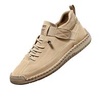 Comfortable Sneakers, Handmade Leather Comfortable Shoes, Unisex Soft Comfort Arch Support Loafers (Apricot,34 2/3)