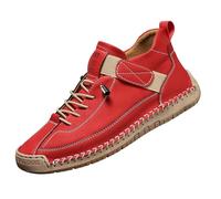 Comfortable Sneakers, Handmade Leather Comfortable Shoes, Unisex Soft Comfort Arch Support Loafers (Burgundy,34 2/3)