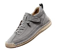 Comfortable Sneakers, Handmade Leather Comfortable Shoes, Unisex Soft Comfort Arch Support Loafers (Gray,34 2/3)