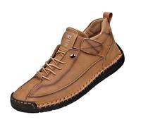 Comfortable Sneakers, Handmade Leather Comfortable Shoes, Unisex Soft Comfort Arch Support Loafers (Light Brown,34 2/3)