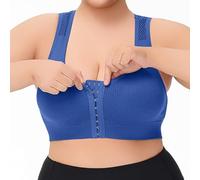 Comfortable Wirefree Bra Plus Size Breathable Hollow Back Design Thin Versatile and Stylish Underwear, White, 3XL(Blue,XXL)