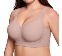 Comfortable Wireless Full Coverage Jelly Smoothing Bra No Underwire Seamless Bra Supportive Everyday Sport T-Shirt Bras (Pink,Moyen)