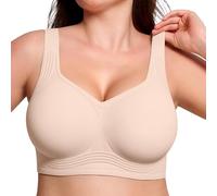 Comfortable Wireless Full Coverage Jelly Smoothing Bra No Underwire Seamless Bra Supportive Everyday Sport T-Shirt Bras (Skin3,S)