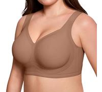 Comfortable Wireless Full Coverage Jelly Smoothing Bra No Underwire Seamless Bra Supportive Everyday Sport T-Shirt Bras (Coffee,S)