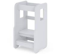 ComfortCove Tour d Observation Enfant, Tour D'observation Montessori, Chaise Montessori Enfant, Learning Tower, Marche Pied Bois, en Bois, Hauteur Réglable sur 3 Niveaux, Blanc